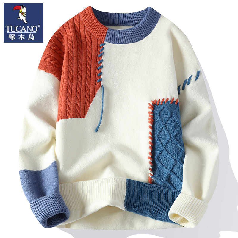 啄木鸟宽松针织圆领品牌毛衣