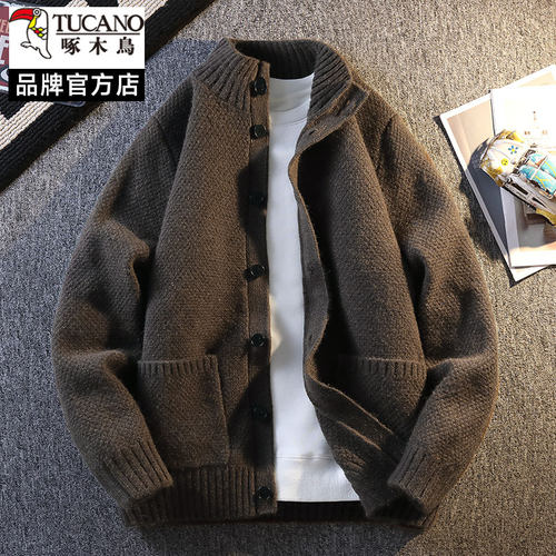 啄木鸟秋冬季肌理感针织衫外套男