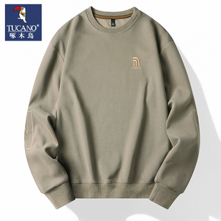 潮圆领无帽长袖 上衣服潮牌ins薄款 T恤男 新款 啄木鸟卫衣男生春秋季