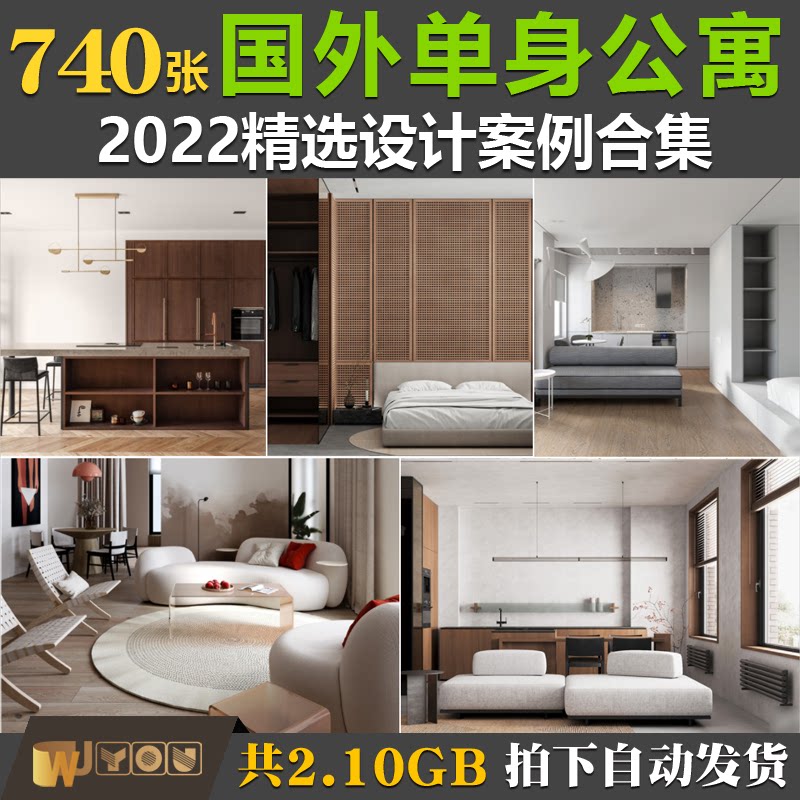 2022国外单身公寓小户型室内设计高清实景案例效果图设计素材资料