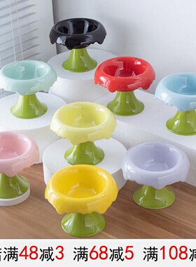 雪糕陶瓷高脚宠物碗狗猫碗不黑下巴护颈防打翻猫咪喂食盆粮食水碗