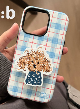 a:b原创潦草小狗系列韩国菲林手机壳可爱宠物条纹送礼自用苹果单手机壳