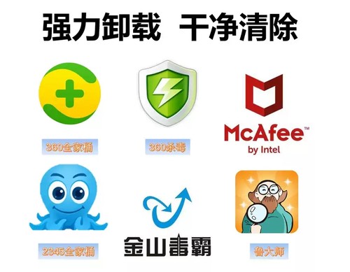 电脑远程卸载360安全卫士2345鲁大师迈克菲金山毒霸流氓软件删除