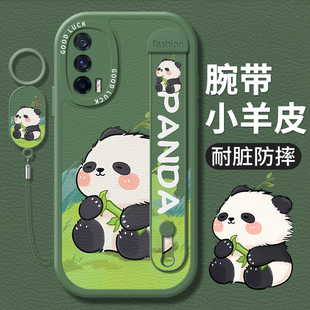 z5x春夏天熊貓iqooneo5保護套3愛酷5s女z3全包5se綠色可愛9pro防摔z1 腕帶適用vivoiqooneo9手機殼iqooz6x新款