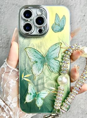 适用于iPhone16promax手机壳苹果15promax保护套ip14新款13女x绿色12夏天蝴蝶11全包摄像头xr防摔16pro高级感