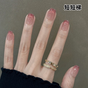 秋冬手工美甲穿戴甲温柔短甲冰透感渐变猫眼高级感显白假指甲成品