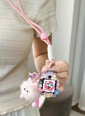 适用华为儿童手表表带5X5Xpro挂脖绳4X4Pro毛绒挂3Pro儿童保护套