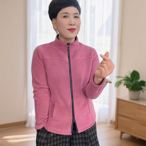 冬季加绒加厚北极绒立领短外套