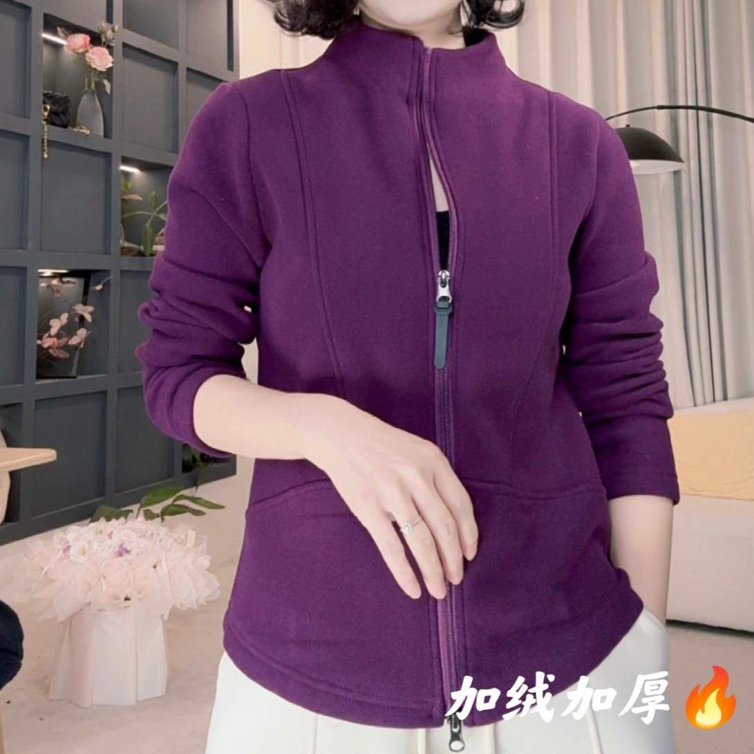 女士立领冬季保暖短款拉链开衫