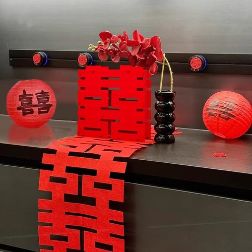 婚房装饰喜字灯笼卧室柜子摆件