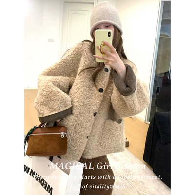 羊羔绒加厚保暖慵懒风毛外套女款