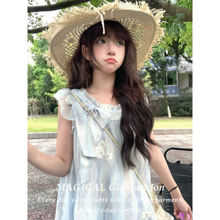 巨好看韩系独特绝美连衣裙女款夏季设计感小个子荷叶边拼接蛋糕裙