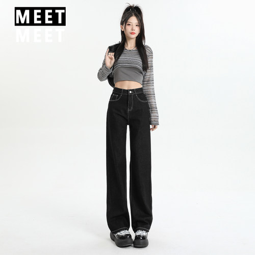 2026新款黑色小个子直筒牛仔裤女