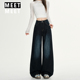宽松显瘦垂感遮胯直筒裤 复古蓝灰小个子简约阔腿牛仔裤 女2026新款