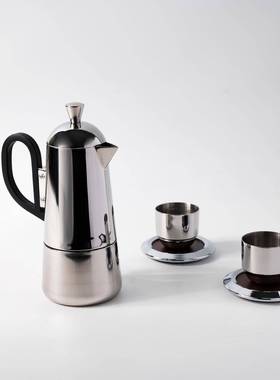 现代欧式不锈钢摩卡壶手冲咖啡壶法压壶装饰摆件桌面客厅样板间