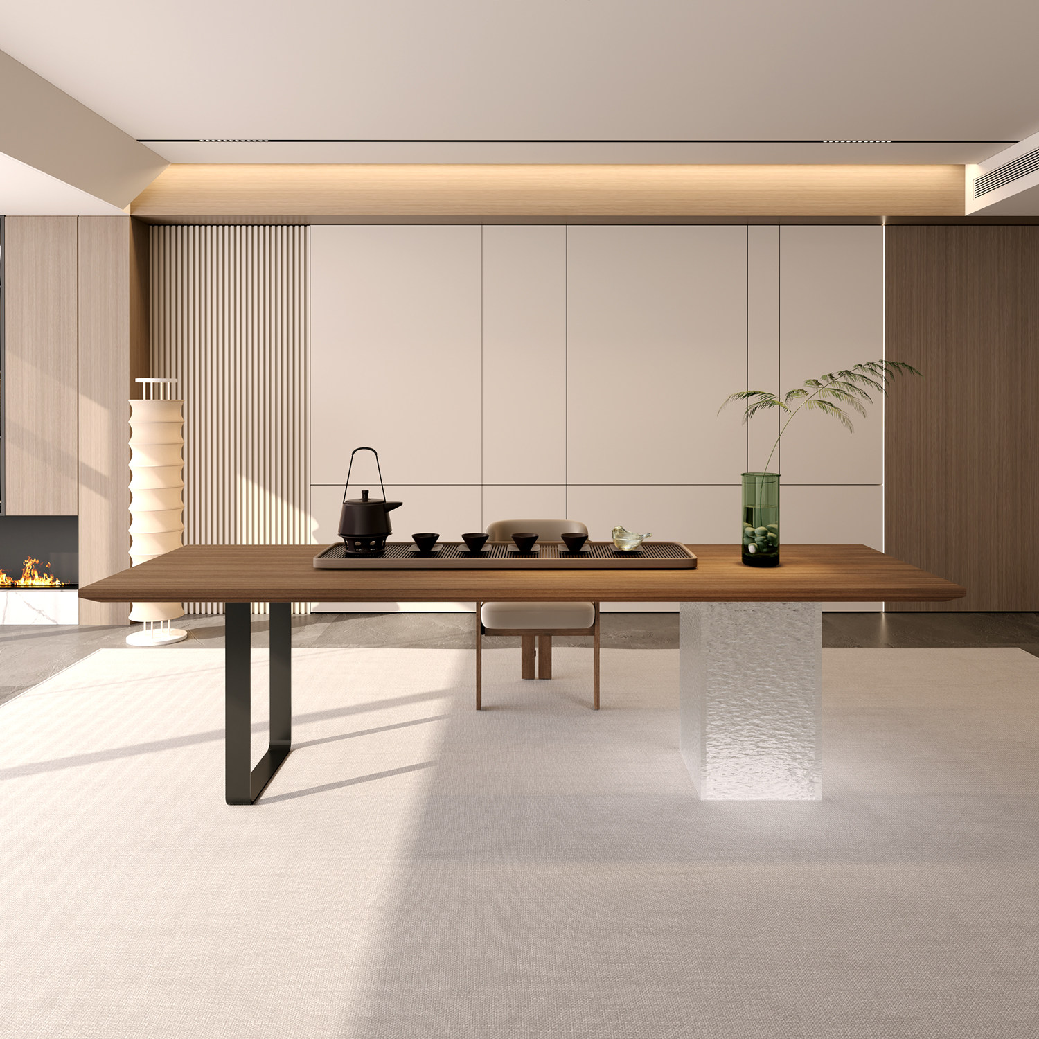 实木家用阳台茶桌椅组合网红原木大板桌餐桌2024新款亚克力小茶台