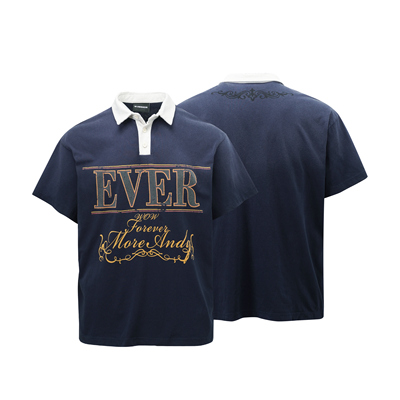 EVERMORE 2026S 美式复古字母印花短袖polo男女宽松休闲百搭上衣