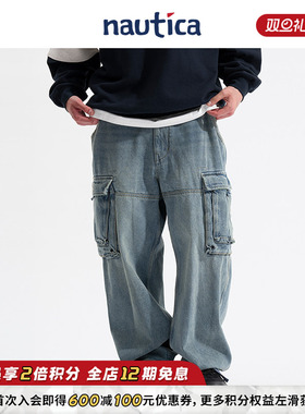 【官方正品】nautica 白帆日系中性复古多口袋牛仔裤JPPW4402