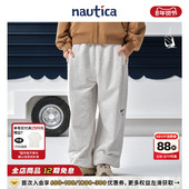 KW5332 日系中性抽绳旗语绣花针织长裤 官方正品 nautica白帆