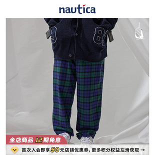 日系无性别潮流格子宽松休闲裤 白帆 nautica PW2412 官方正品