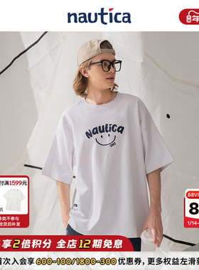【官方正品】nautica白帆 日系中性笑脸治愈短袖圆领T恤潮TW5101