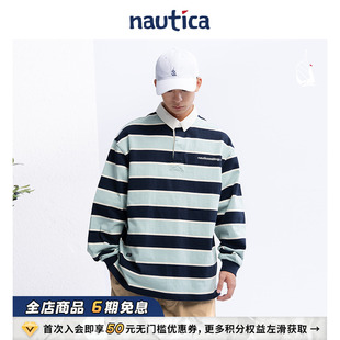 POLO衫 日系中性休闲复古条纹长袖 官方正品 KW4118 nautica白帆
