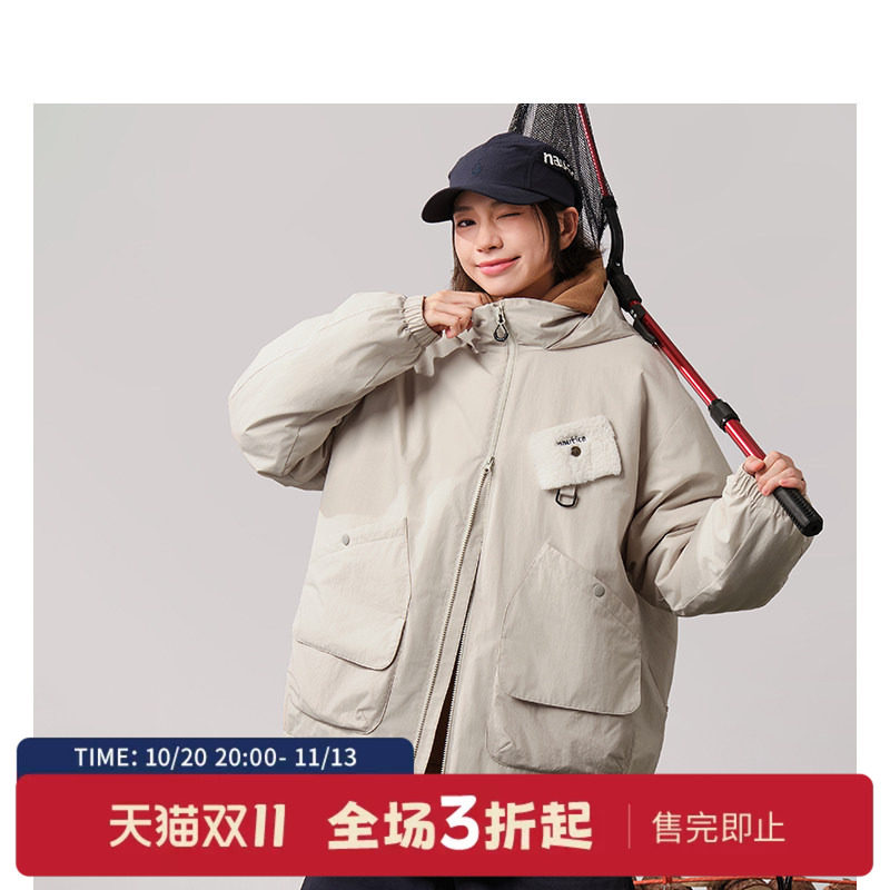 nauticawhitesail隐藏帽厚外套