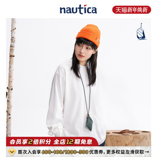 日系中性纯棉舒适百搭长袖 nautica白帆 T恤TW3410 官方正品