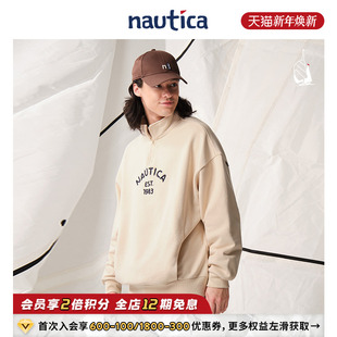 日系中性宽松立领半开襟卫衣KW5406 nautica白帆 官方正品