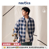 白帆日系中性cityboy休闲渐变格纹长袖 nautica 衬衫 官方正品
