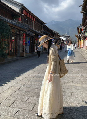 陈可爱2026新品杏色蕾丝拼接半身裙 温柔慵懒风法式浪漫半身裙