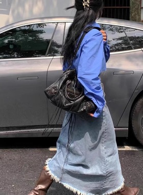 气场街头机车包ABG辣妹帅气手提单肩斜挎大容量黑色包