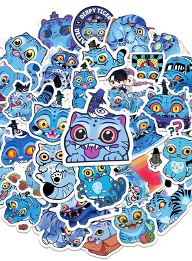 50张猎魔女团老虎贴纸蓝色小呆周边装饰K-pop Demon hunters贴纸