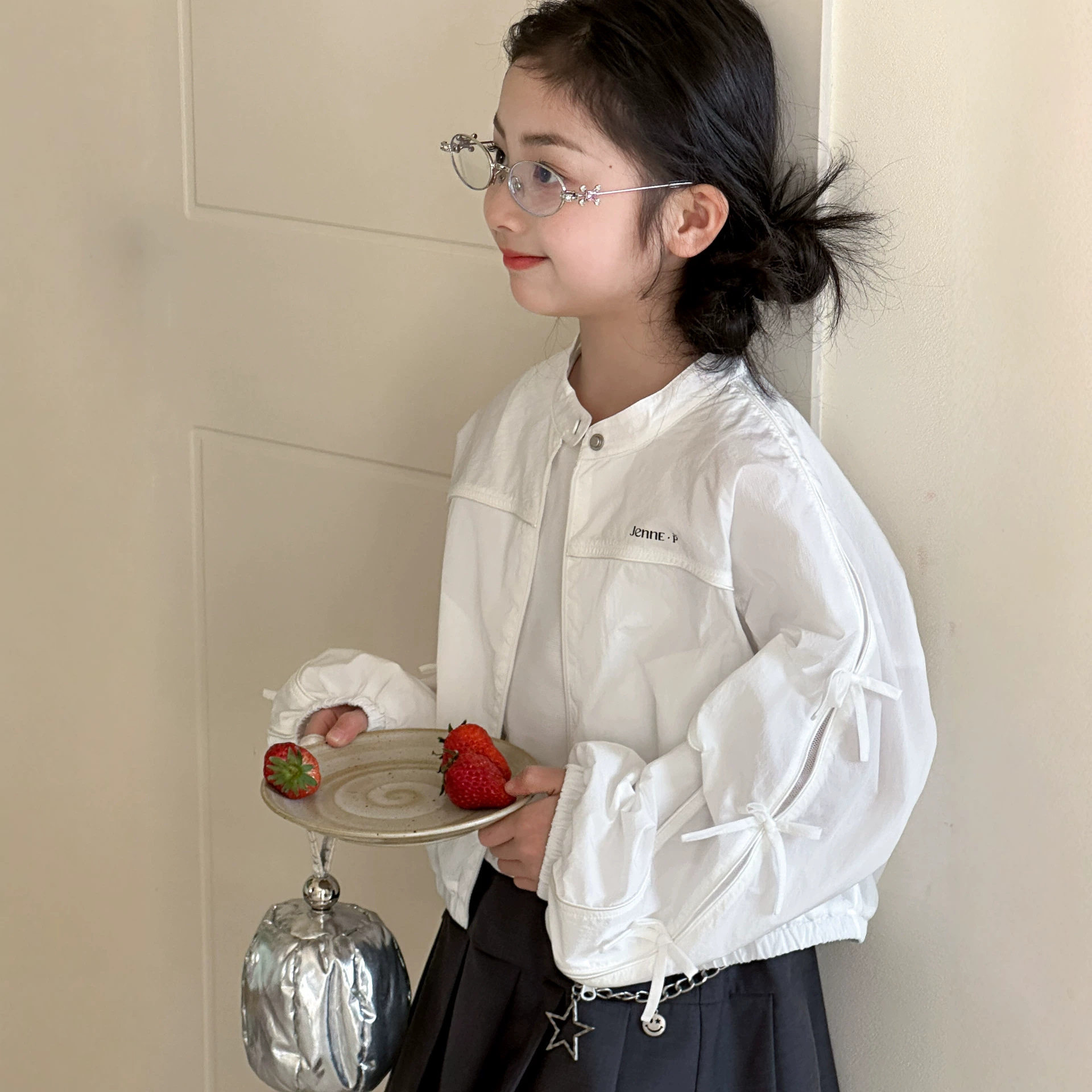 小红鱼女童防晒衣外套夏装2026新款亲子装薄款蝴蝶结上衣韩国童装