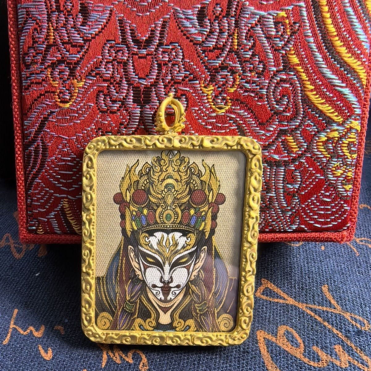 道系元始天尊座下白鹤童子仙尊手绘描金唐卡正品国风吊坠项链中式