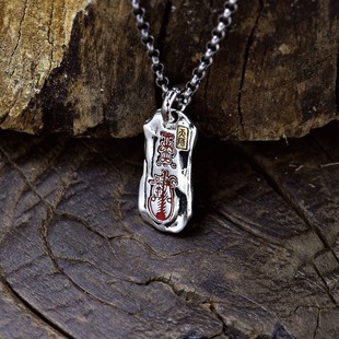 S925银霸气复古五雷号令牌天师吊坠项链男泰银复古潮饰批发