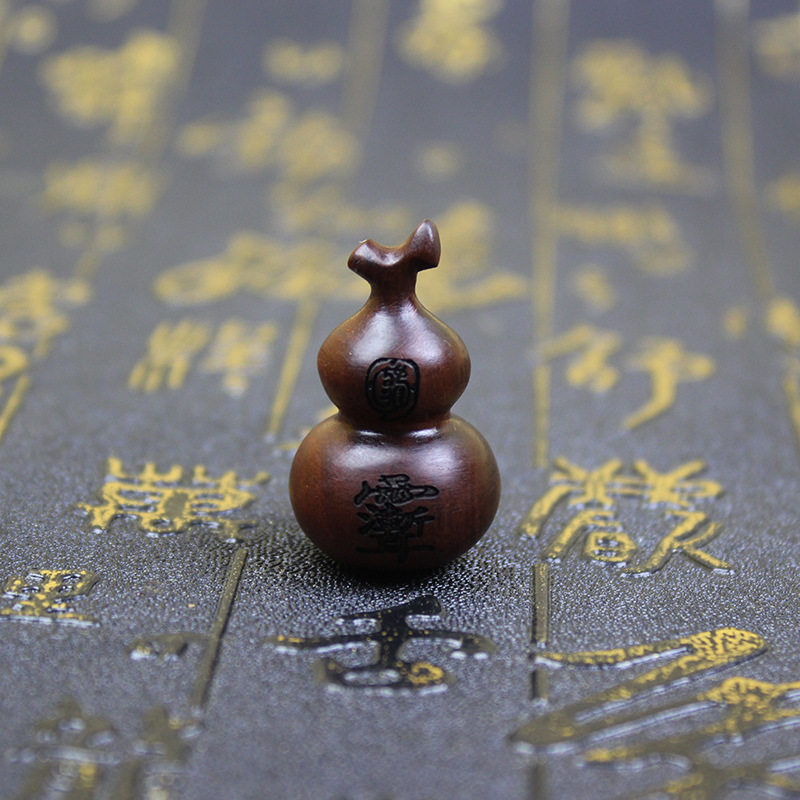 雷击枣木金光紫薇葫芦把件吊坠福禄老料挂件手把件随身配饰精雕