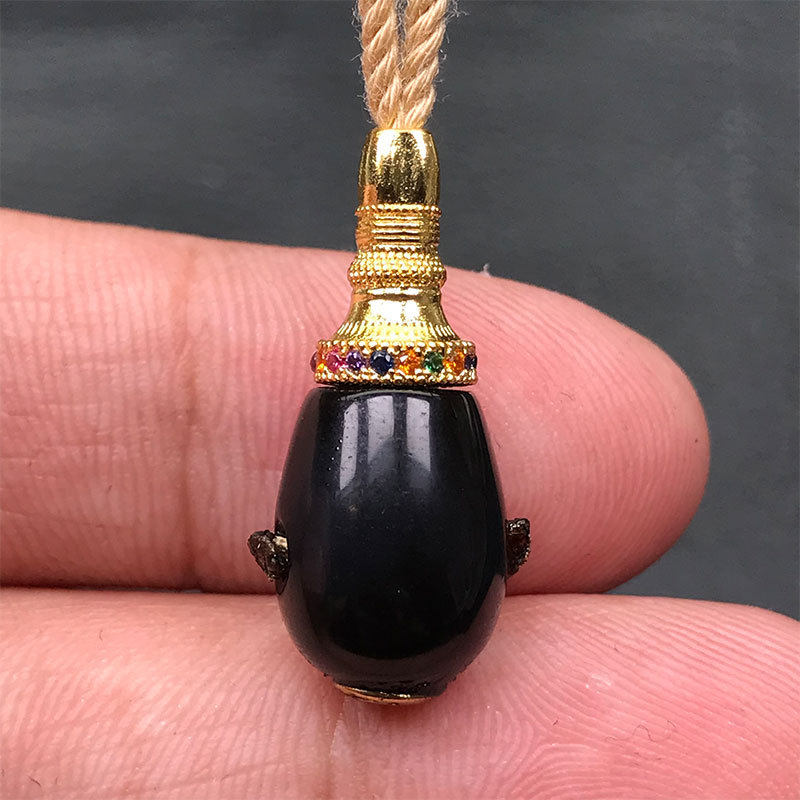 10MM黑玛瑙分体式三通文玩108星月椰蒂手串配饰配件佛头佛塔配珠