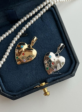 Rina's 璀璨多彩星星爱心金属质感项链手链用可拆卸打开扣吊坠