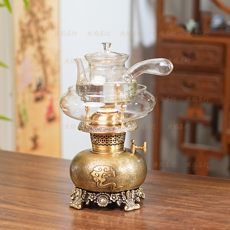 纯黄铜空气灯煤油灯茶炉潮汕工夫茶纯铜茶灯高端煮水煮茶精品茶具