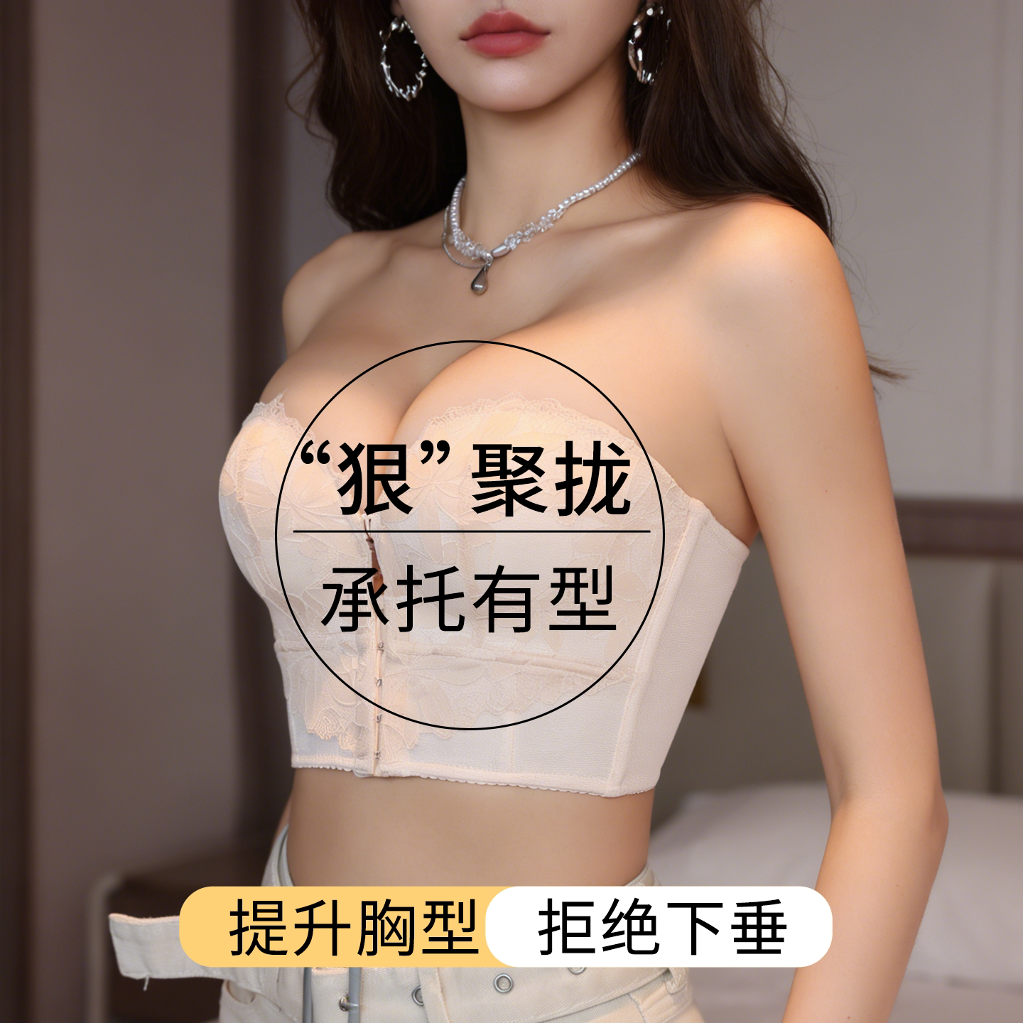 防下垂无肩带上托收腰