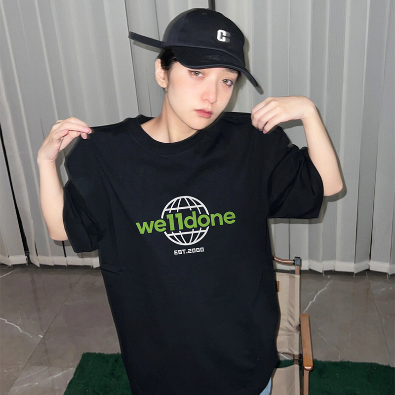 WE11DONE KONNE美式重磅纯棉圆领T恤男夏季潮牌休闲宽松上衣短袖