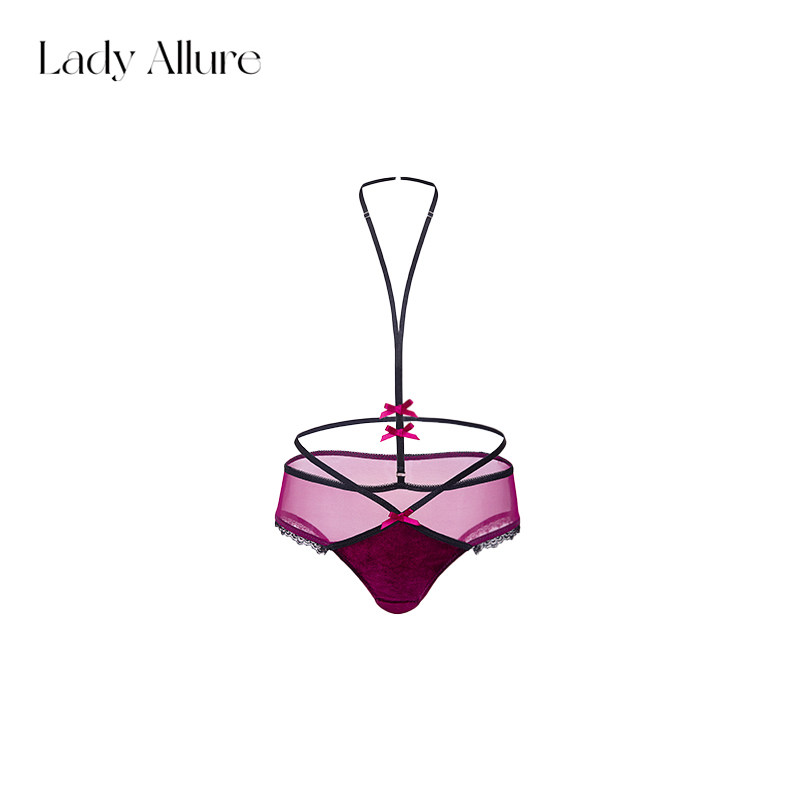 「LA」姐姐好会！原创心机内搭可拆卸蝴蝶结挂脖性感红蕾丝绒内裤,女士内衣/男士内衣/家居服,女三角裤,淘宝优惠券,粉丝福利购,淘宝优惠卷