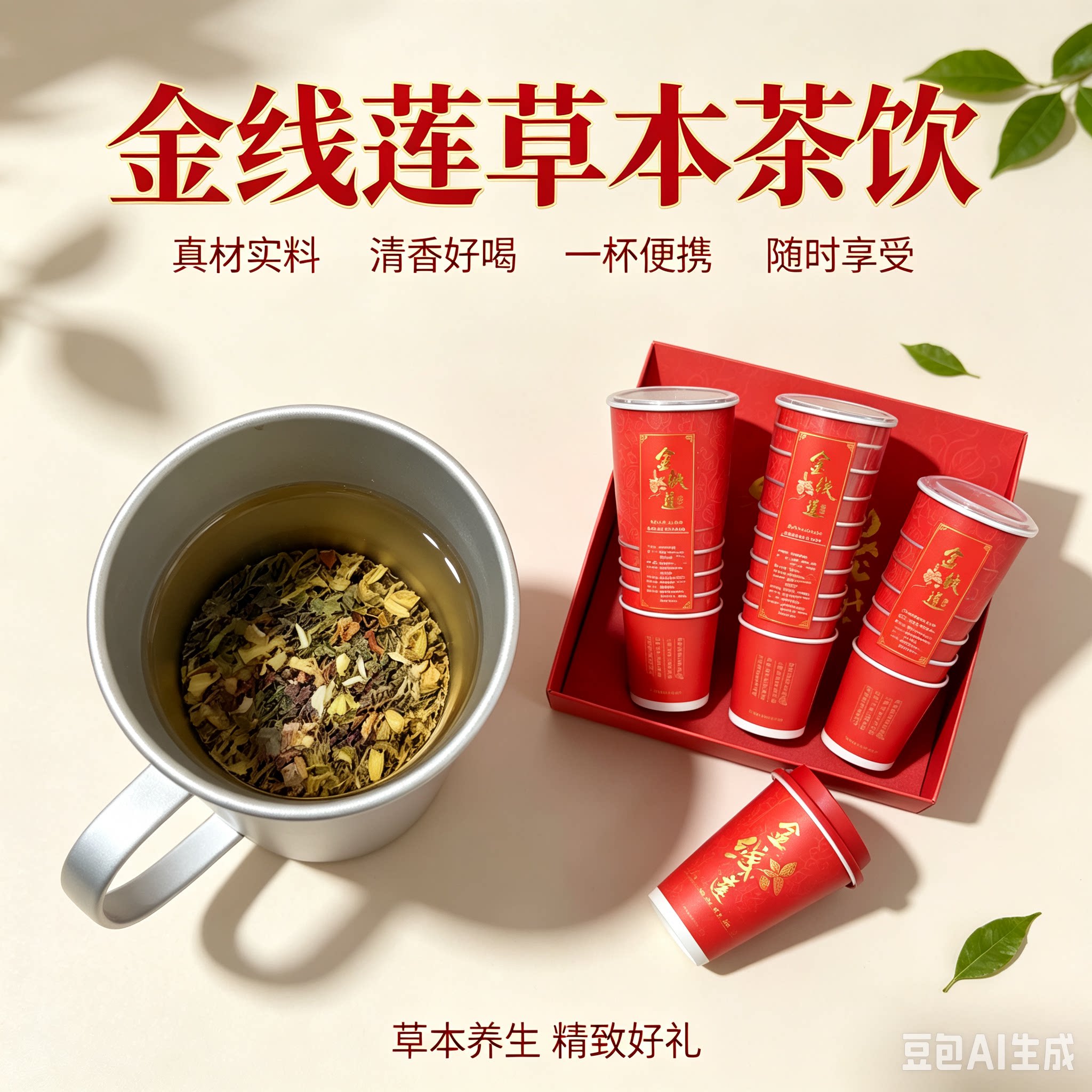 福建金线莲杯装茶 免泡自带茶底随手杯 办公室应酬养生茶礼盒图片