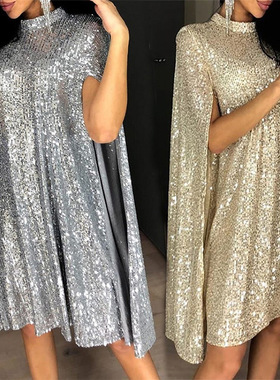 New Small StandCollar Sequin Loose Dress小立领亮片宽松连衣裙