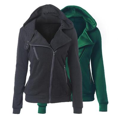 New hooded long-sleeved zipper coat 女士新款连帽长袖拉链外套