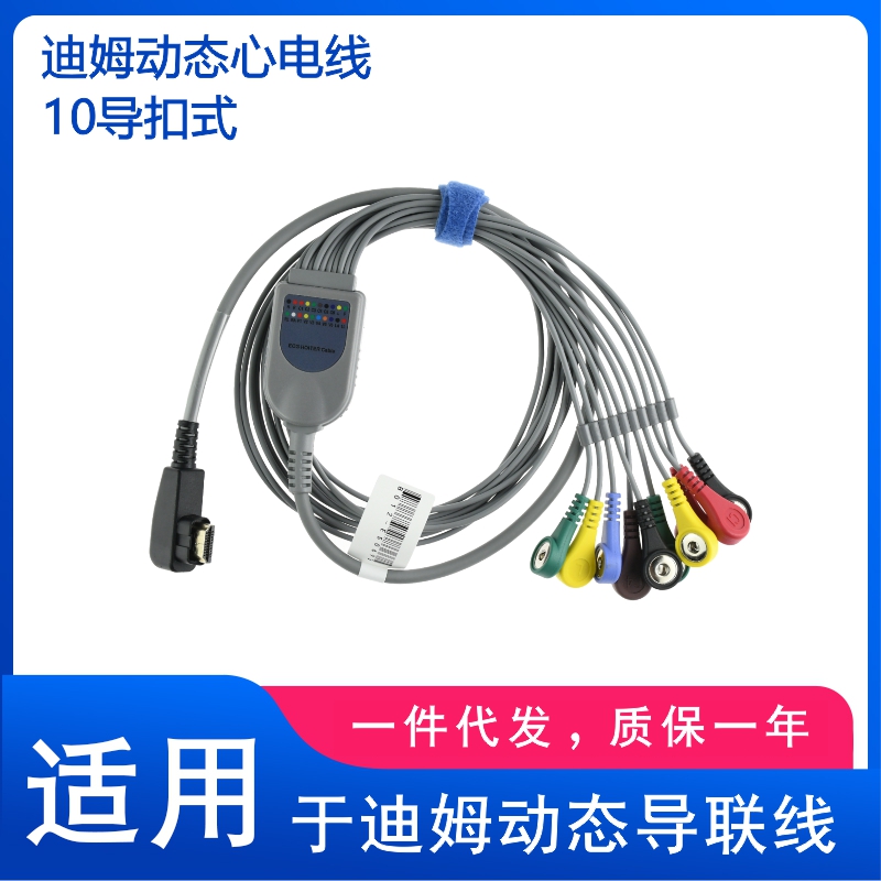 兼容迪姆DMS心电导联线 Holter动态心电导联线 10导扣式