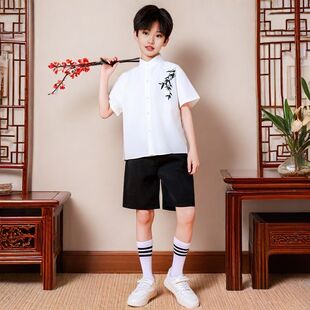 合唱演出服诗歌朗诵服装初中小学院风学生秋季校园白色套装风男女