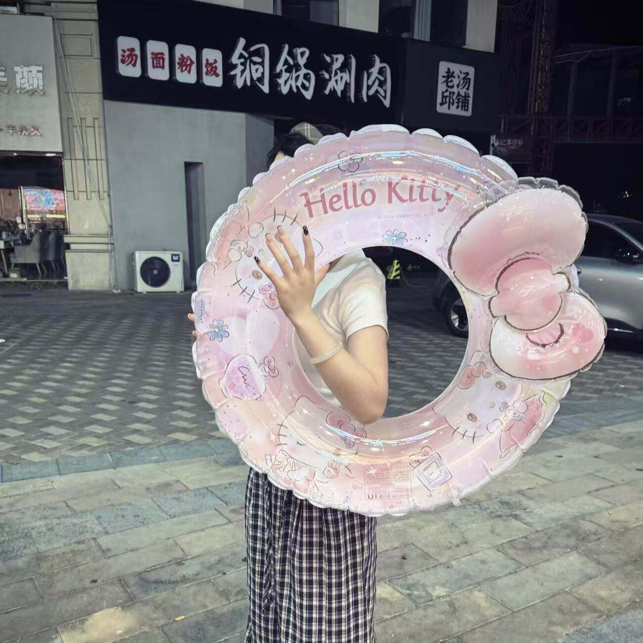 哈喽kitty泳圈儿童成人泳圈充气防侧翻腋下救生圈式游泳