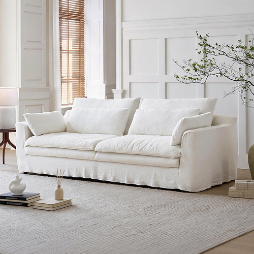 风信子布艺侘寂风可拆洗亚麻沙发